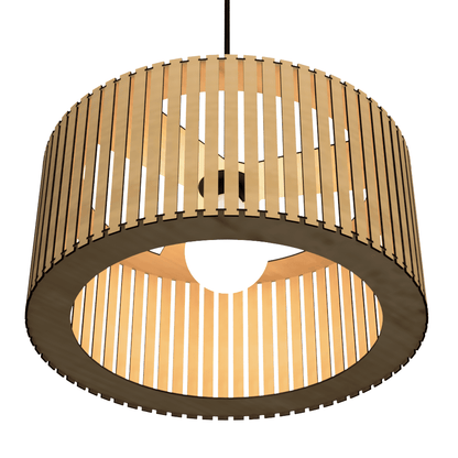 Luminária pendente ripada Berlim, Cor: MDF cru. Foto 1 do produto.