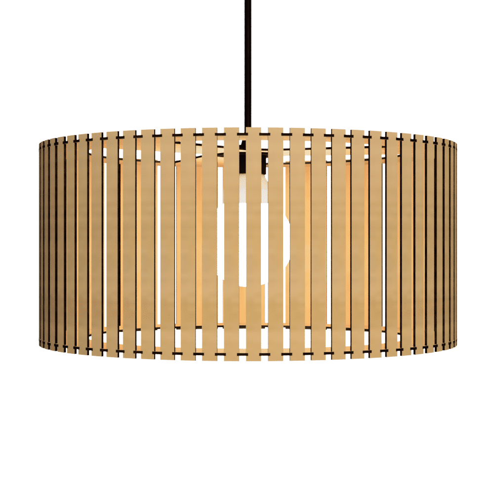 Luminária pendente ripada Berlim, Cor: MDF cru. Foto 3 do produto.