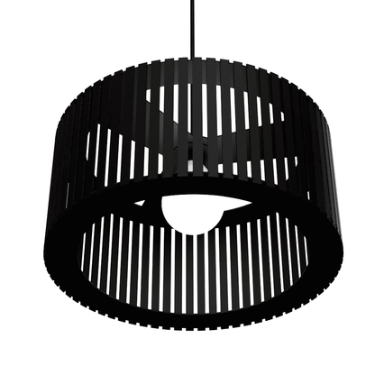 Luminária pendente ripada Berlim, Cor: Preto. Foto 1 do produto.
