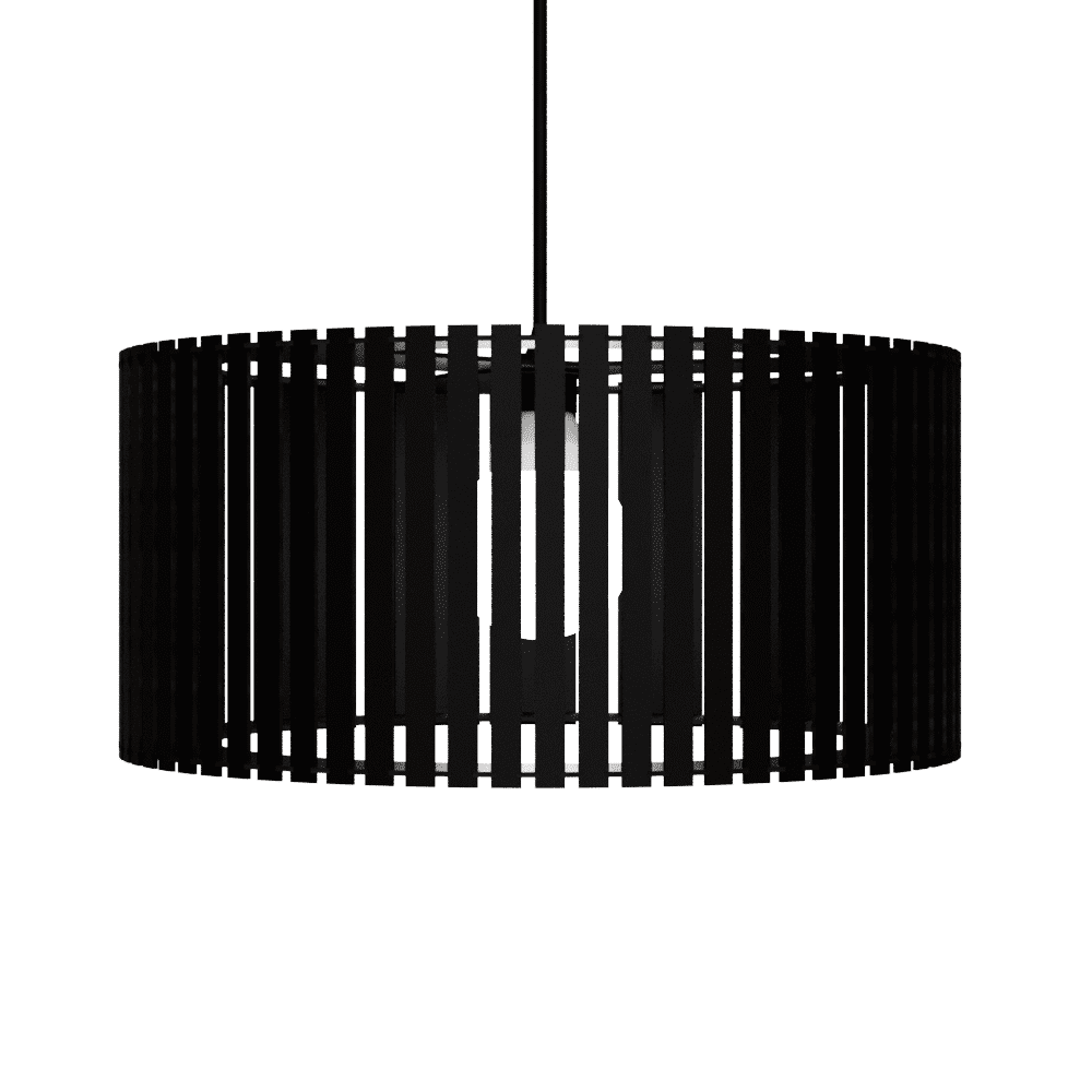 Luminária pendente ripada Berlim, Cor: Preto. Foto 2 do produto.