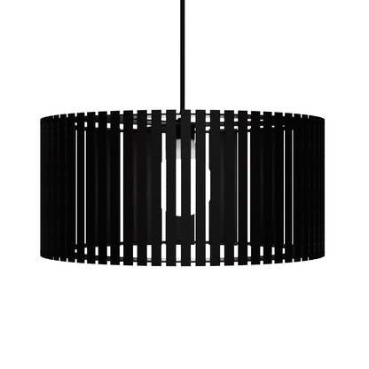 Luminária pendente ripada Berlim, Cor: Preto. Foto 2 do produto.