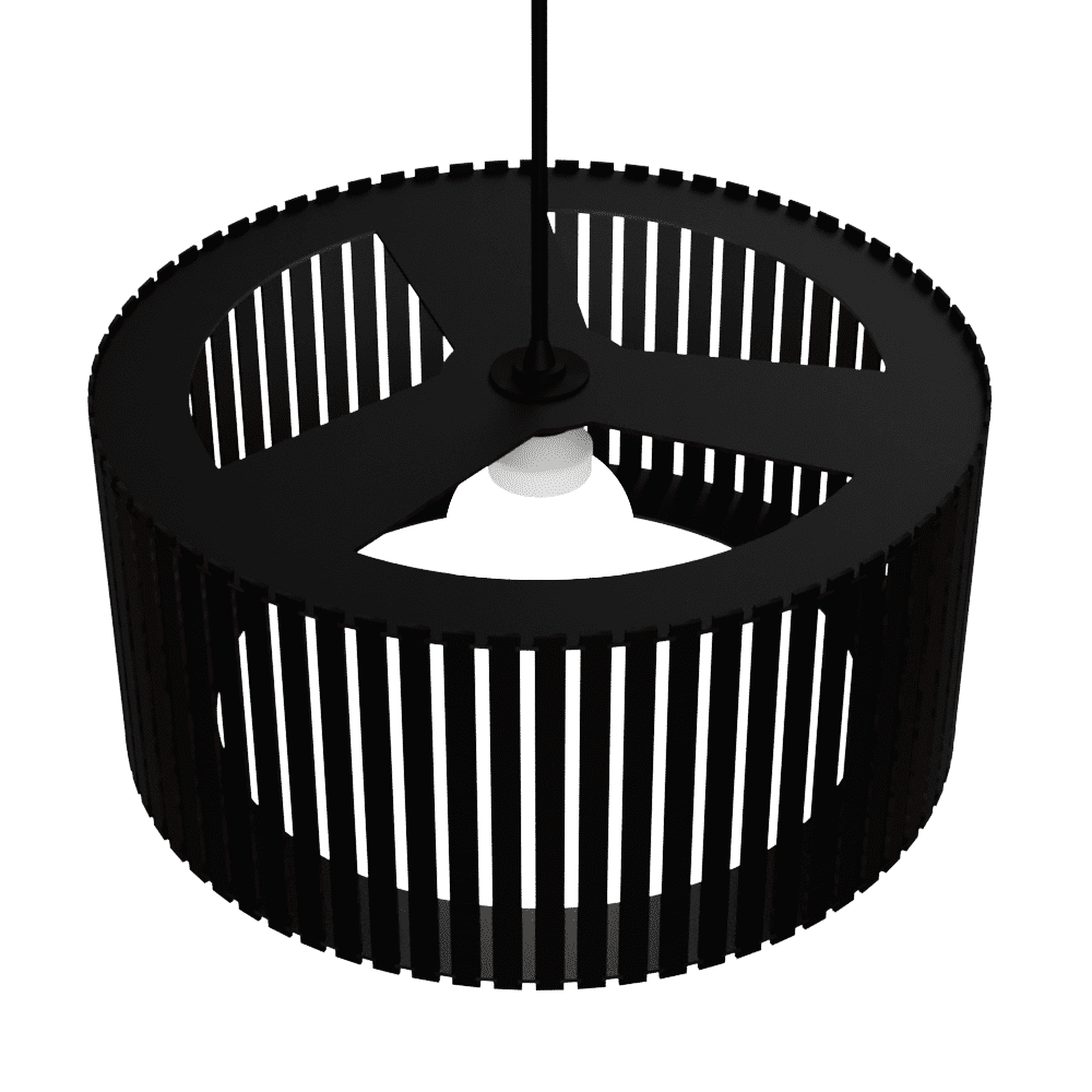 Luminária pendente ripada Berlim, Cor: Preto. Foto 3 do produto.