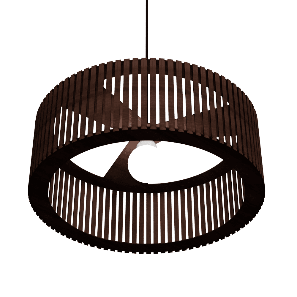 Luminária pendente ripada Vênus, Cor: Marrom. Foto 2 do produto.