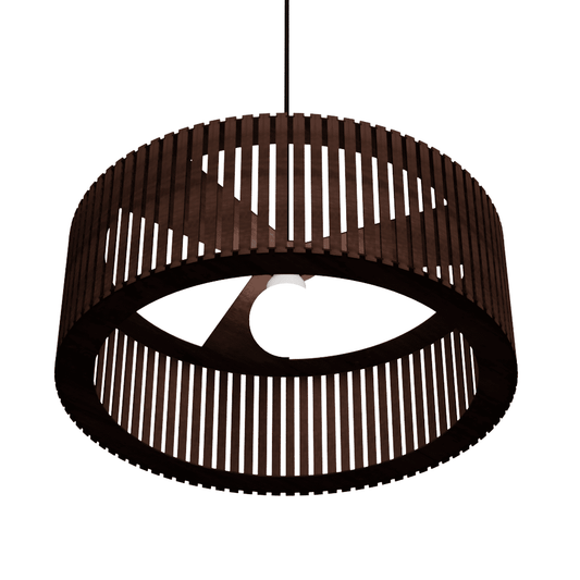 Luminária pendente ripada Vênus, Cor: Marrom. Foto 2 do produto.