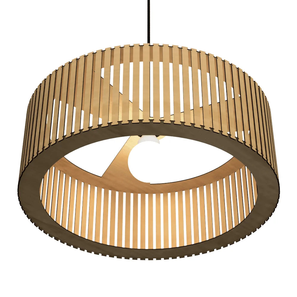 Luminária pendente ripada Vênus, Cor: MDF cru. Foto 1 do produto.