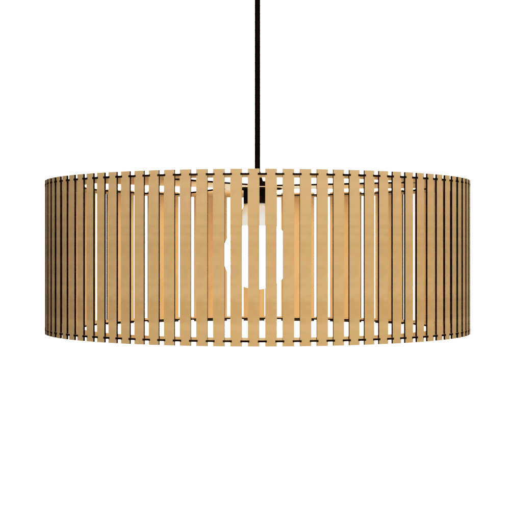 Luminária pendente ripada Vênus, Cor: MDF cru. Foto 2 do produto.
