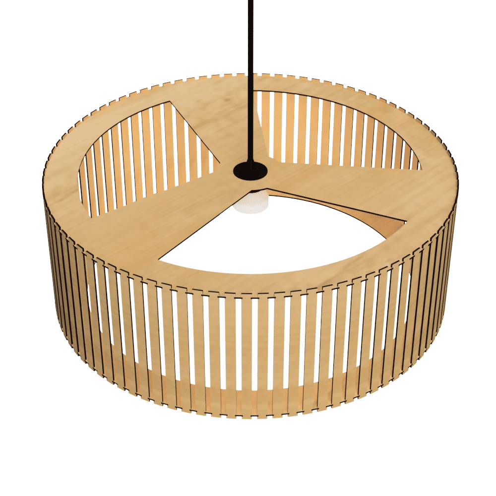 Luminária pendente ripada Vênus, Cor: MDF cru. Foto 3 do produto.