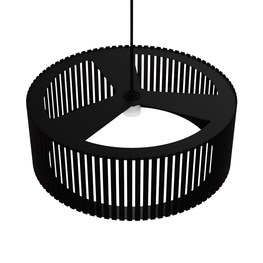 Luminária pendente ripada Vênus, Cor: Preto. Foto 1 do produto.