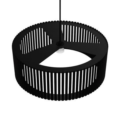 Luminária pendente ripada Vênus, Cor: Preto. Foto 1 do produto.