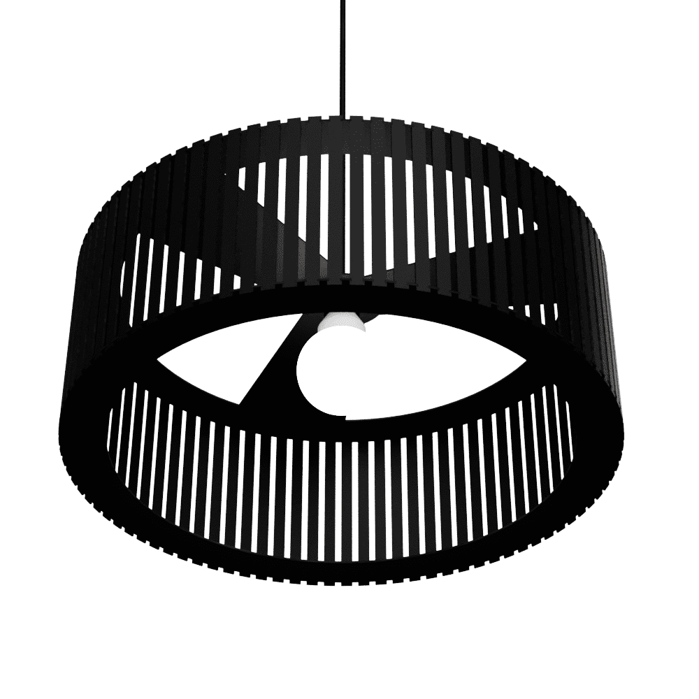 Luminária pendente ripada Vênus, Cor: Preto. Foto 2 do produto.