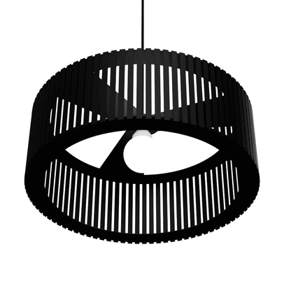 Luminária pendente ripada Vênus, Cor: Preto. Foto 2 do produto.