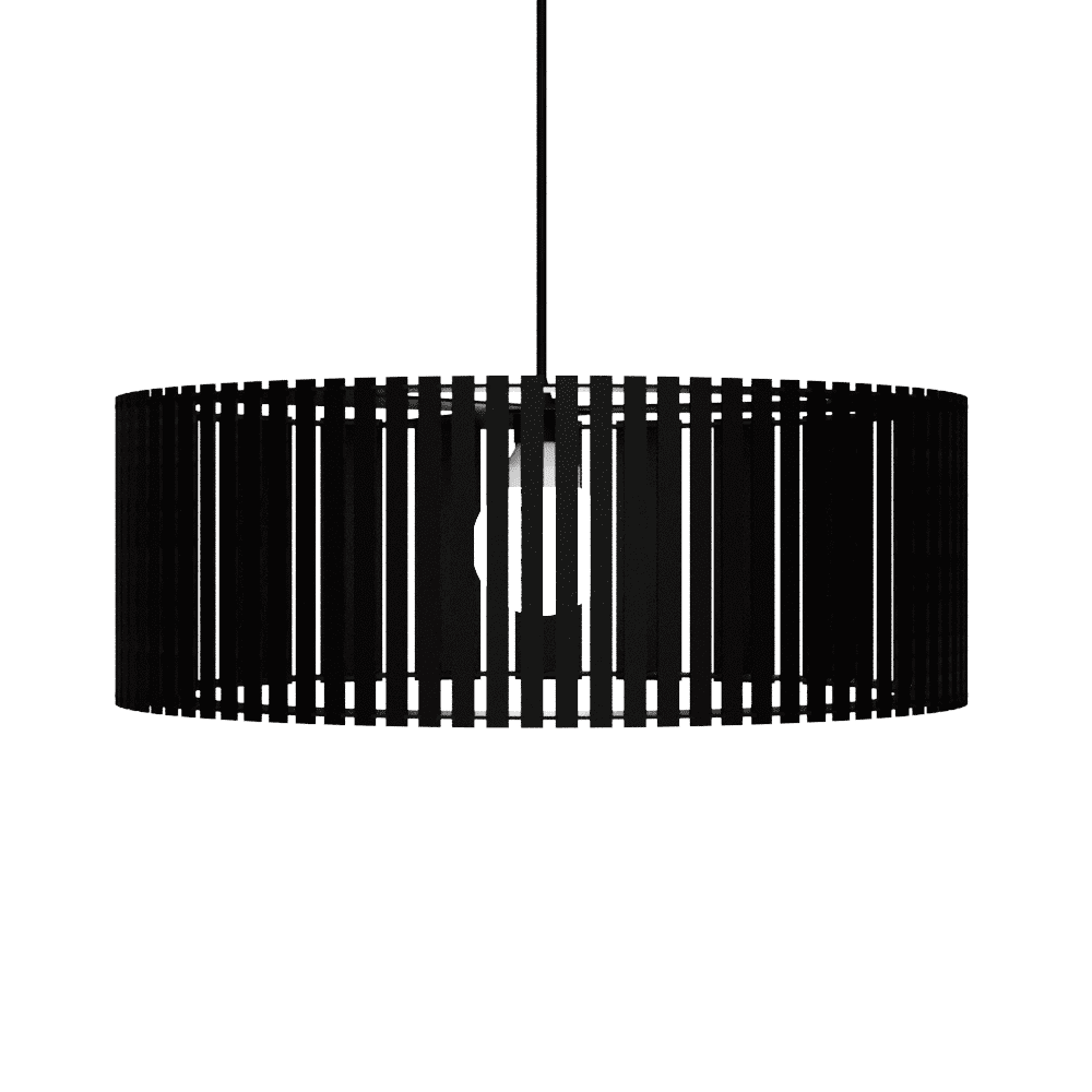 Luminária pendente ripada Vênus, Cor: Preto. Foto 3 do produto.
