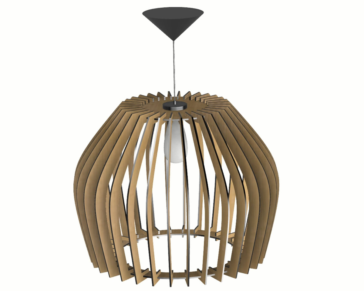 Luminária pendente Troia em MDF, Cor: MDF cru. Foto 1 do produto.