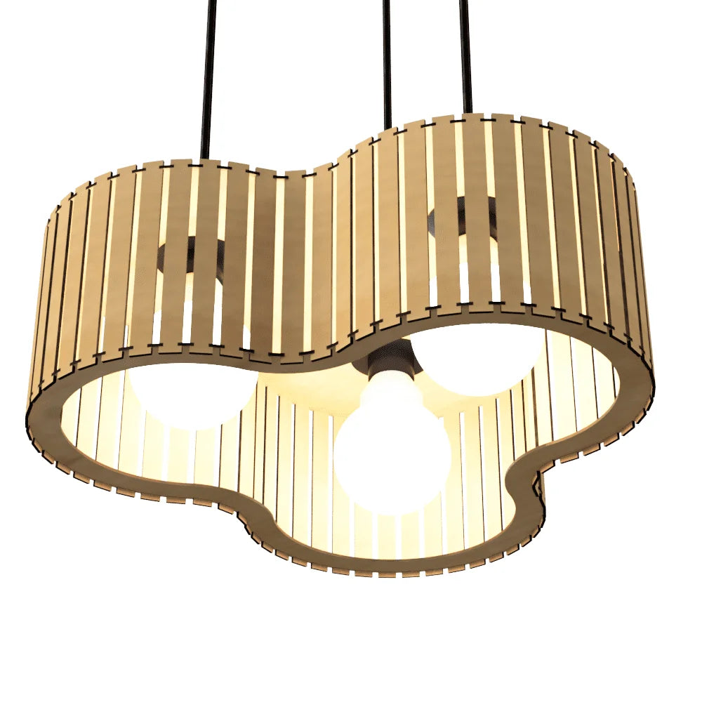 Luminária pendente ripada Crepusculo, Cor: MDF cru. Foto 1 do produto.