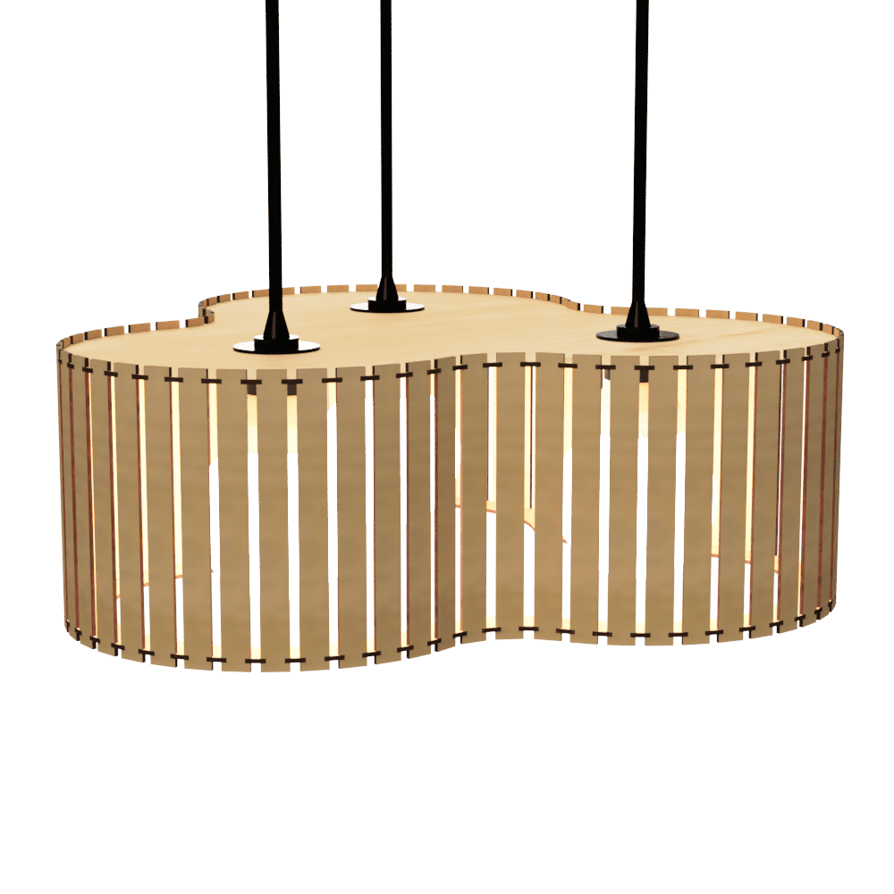 Luminária pendente ripada Crepusculo, Cor: MDF cru. Foto 2 do produto.