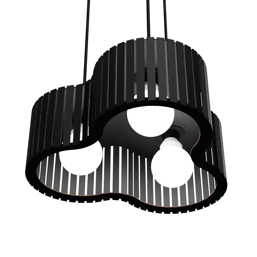 Luminária pendente ripada Crepusculo, Cor: Preto. Foto 1 do produto.