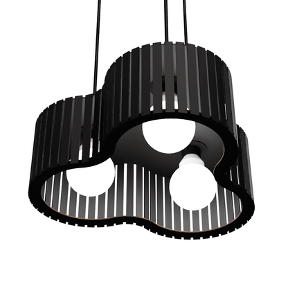 Luminária pendente ripada Crepusculo, Cor: Preto. Foto 1 do produto.