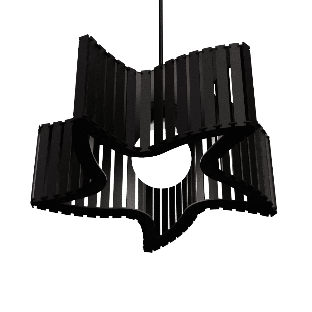 Luminária pendente ripada Estrela do Mar, Cor: Preto. Foto 1 do produto.
