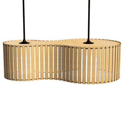 Luminária pendente ripada Infinita, Cor: MDF cru. Foto 2 do produto.
