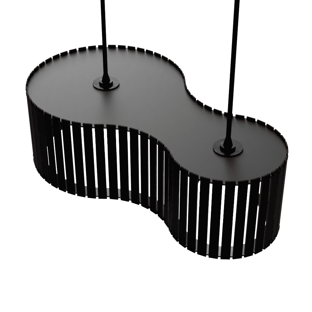 Luminária pendente ripada Infinita, Cor: Preto. Foto 1 do produto.