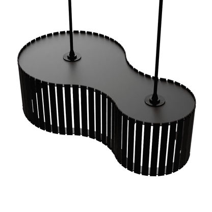 Luminária pendente ripada Infinita, Cor: Preto. Foto 1 do produto.