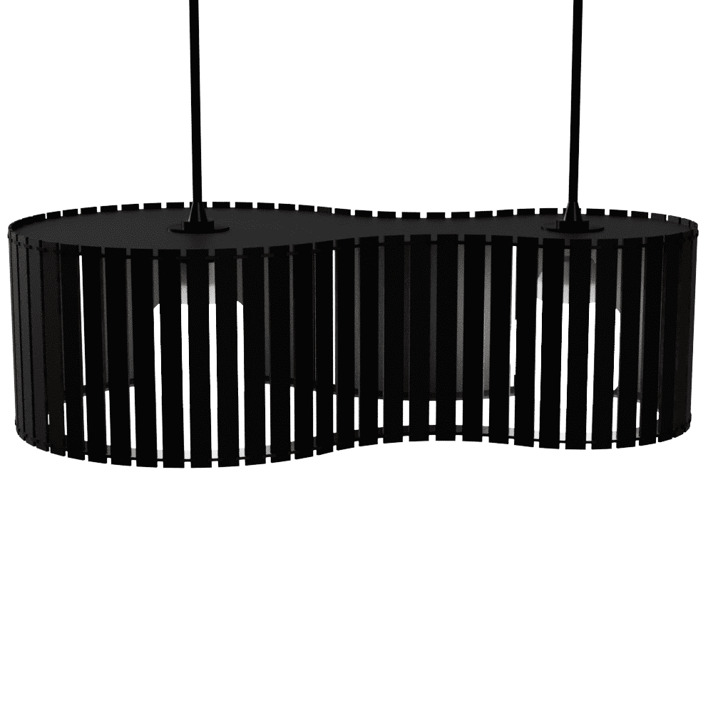Luminária pendente ripada Infinita, Cor: Preto. Foto 2 do produto.