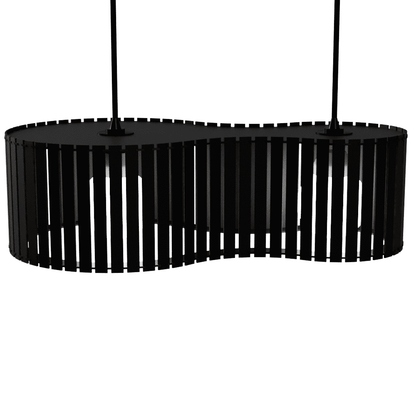 Luminária pendente ripada Infinita, Cor: Preto. Foto 2 do produto.