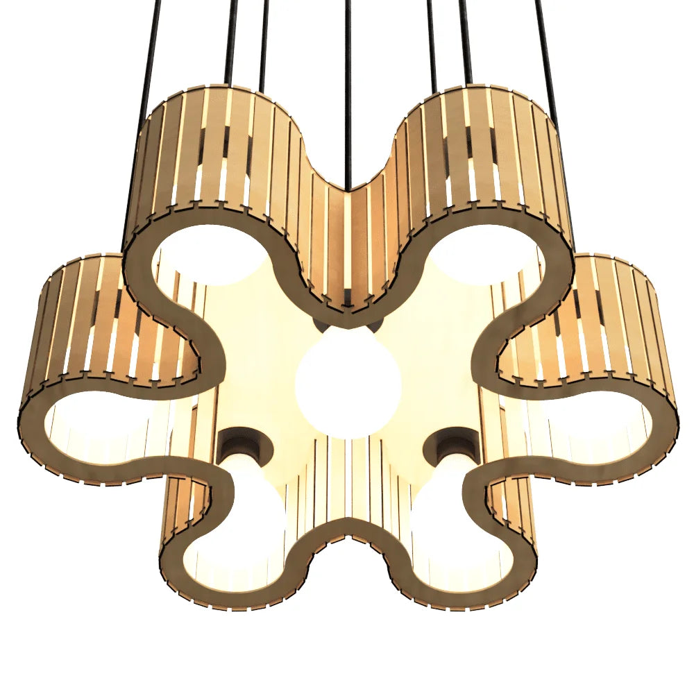 Luminária pendente ripada Azaléia, Cor: Preto. Foto 1 do produto.