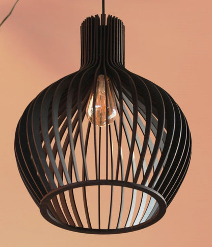 Luminária pendente Vegas em MDF, referência LCD0170, Cor: Preto. Foto 1 do produto.