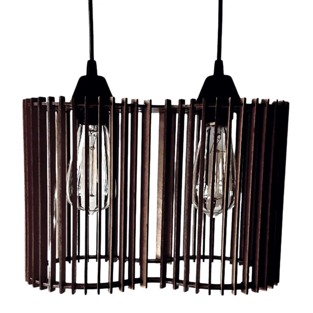 Luminária pendente ripada América, Cor: Preto. Foto 1 do produto.