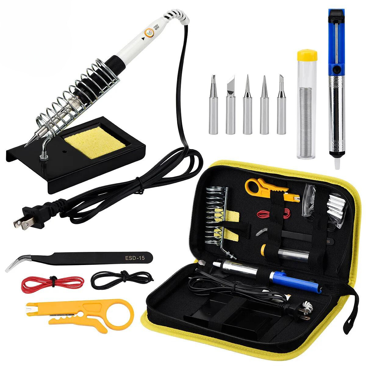 Kit de ferro de solda com estanho e sugador. Foto 5 do produto.