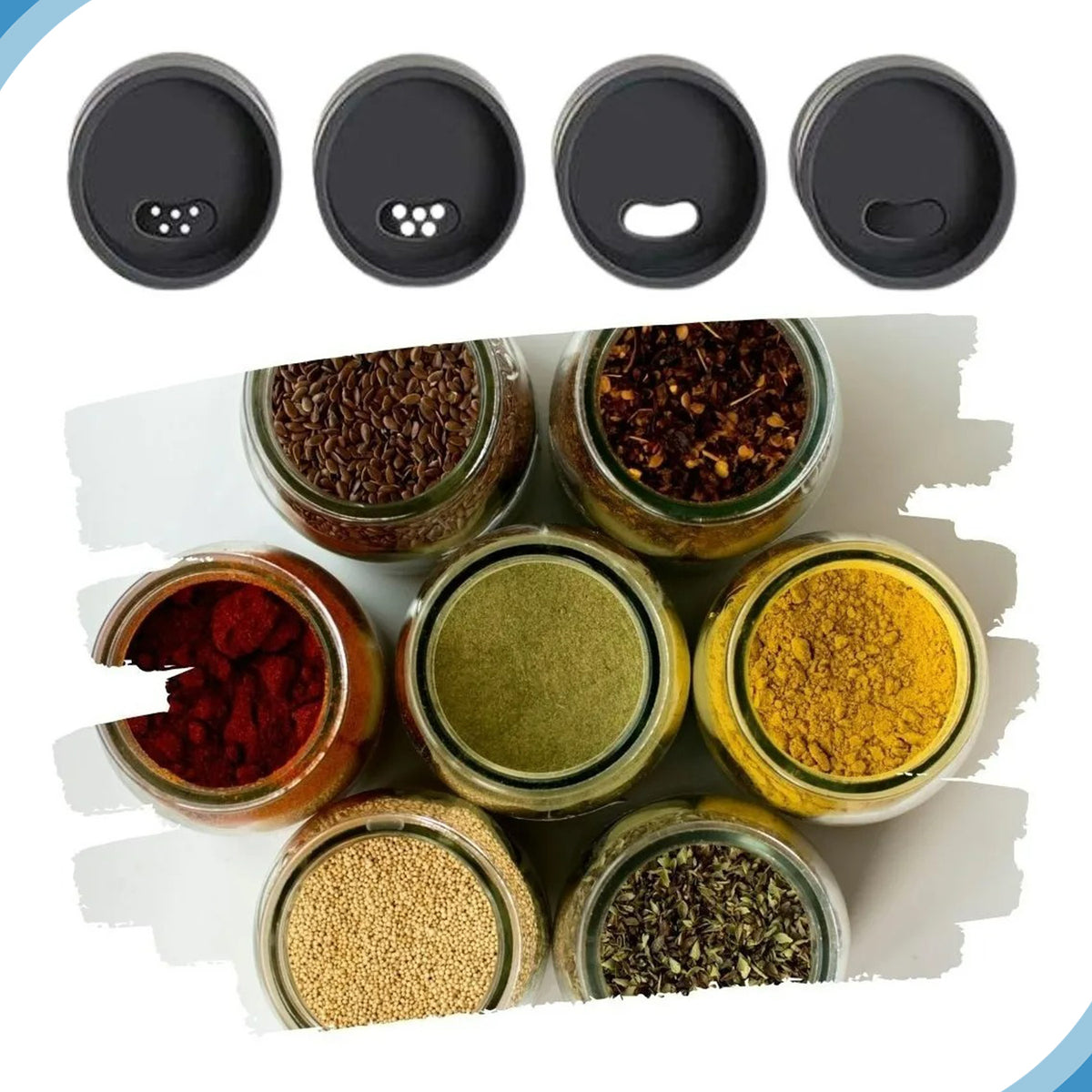 Porta-temperos giratório com 6 peças. Foto 3 do produto.
