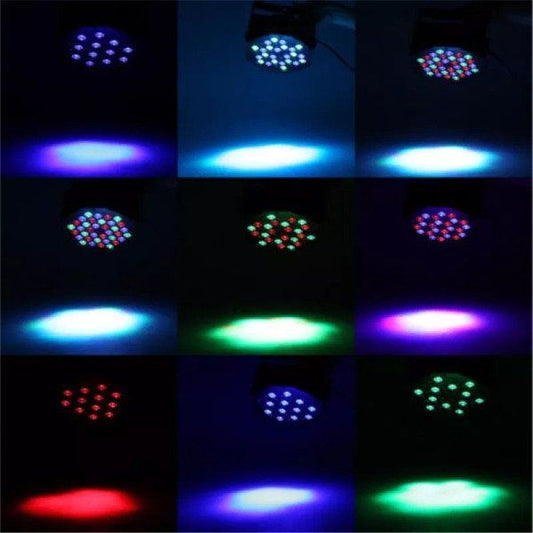 Refletor de 18 LEDs para iluminação de festas. Foto 2 do produto.