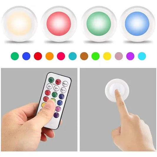 Kit com 3 luminárias LED RGB para armário com controle remoto. Foto 2 do produto.