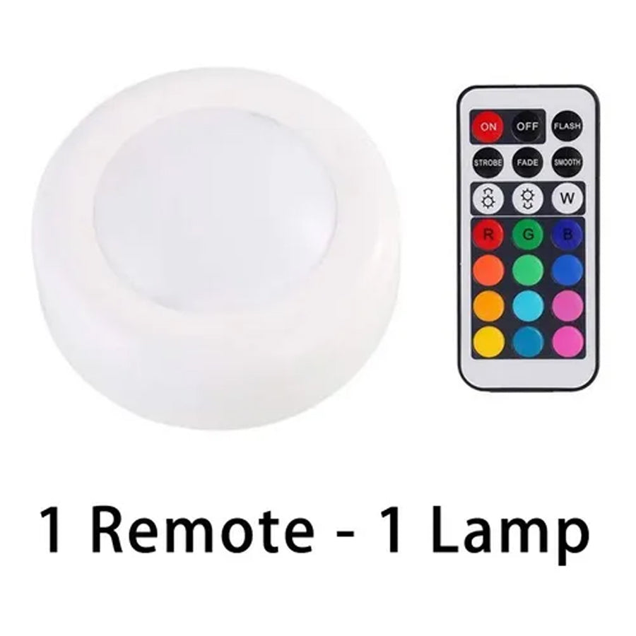 Kit com 3 luminárias LED RGB para armário com controle remoto. Foto 3 do produto.