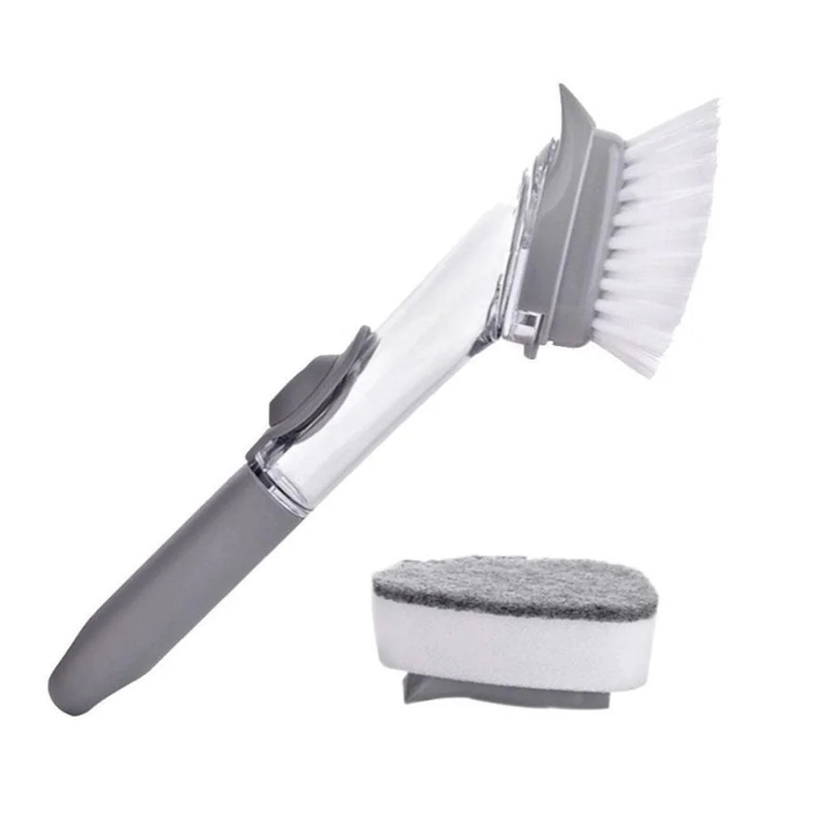 Escova para louça com dispenser de detergente 2 em 1. Foto 3 do produto.