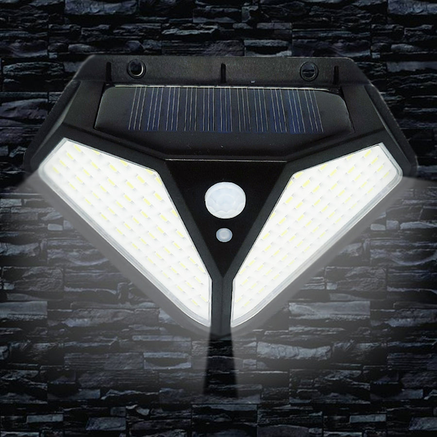 Luminária solar de parede com sensor e 102 LEDs. Foto 2 do produto.