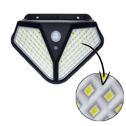 Luminária solar de parede com sensor e 102 LEDs. Foto 3 do produto.