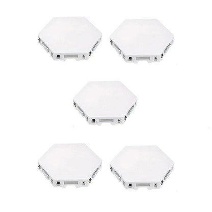 Luminária LED hexagonal modular com acionamento por toque. Foto 1 do produto.