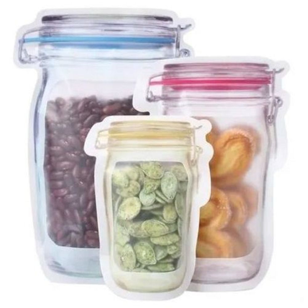 Saco reutilizável para alimentos com lacre. Foto 1 do produto.