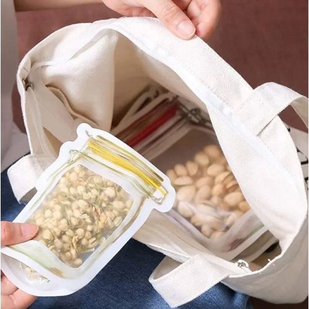 Saco reutilizável para alimentos com lacre. Foto 3 do produto.