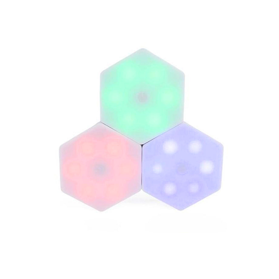 Kit com 3 luminárias LED RGB sem fio com acionamento por toque. Foto 4 do produto.