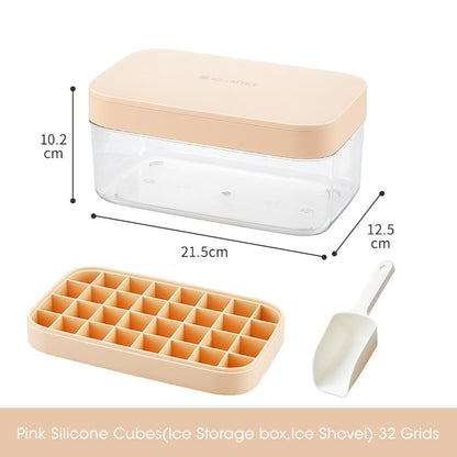 Forma de gelo de silicone com tampa e caixa de armazenamento, rosa. Foto 1 do produto.