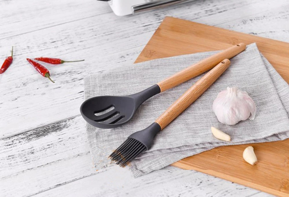 Kit de utensílios de cozinha com 12 peças, Cor: Cinza. Foto 3 do produto.
