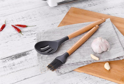 Kit de utensílios de cozinha com 12 peças, Cor: Cinza. Foto 3 do produto.