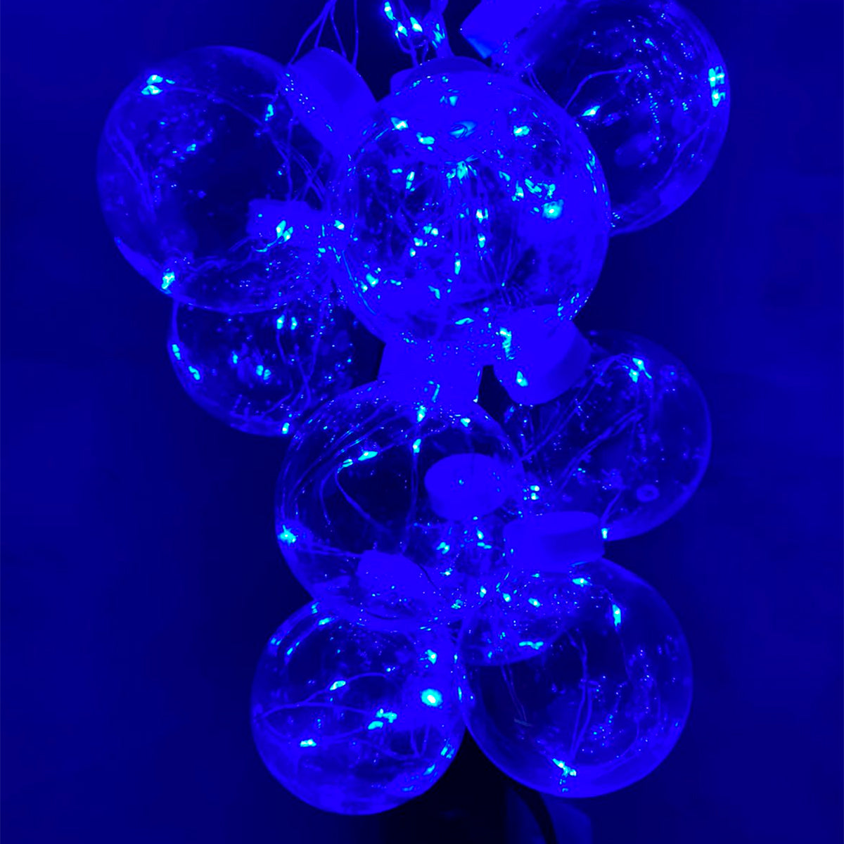 Cortina de luzes com 10 bolas LED, Cor: Azul. Foto 3 do produto.