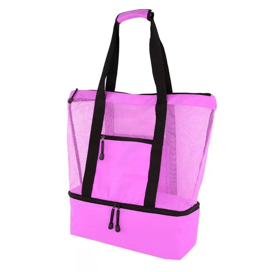 Bolsa de praia com compartimento térmico, Cor: Rosa. Foto 1 do produto.