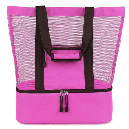 Bolsa de praia com compartimento térmico, Cor: Rosa. Foto 2 do produto.