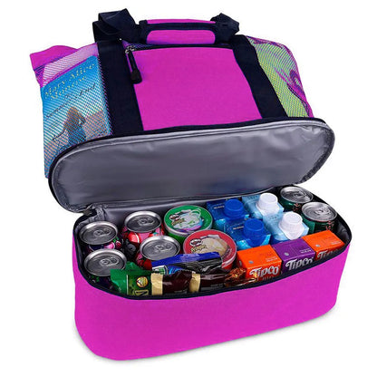 Bolsa de praia com compartimento térmico, Cor: Rosa. Foto 3 do produto.