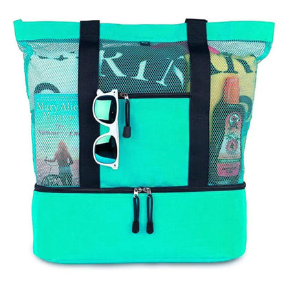 Bolsa de praia com compartimento térmico, Cor: Verde claro. Foto 2 do produto.